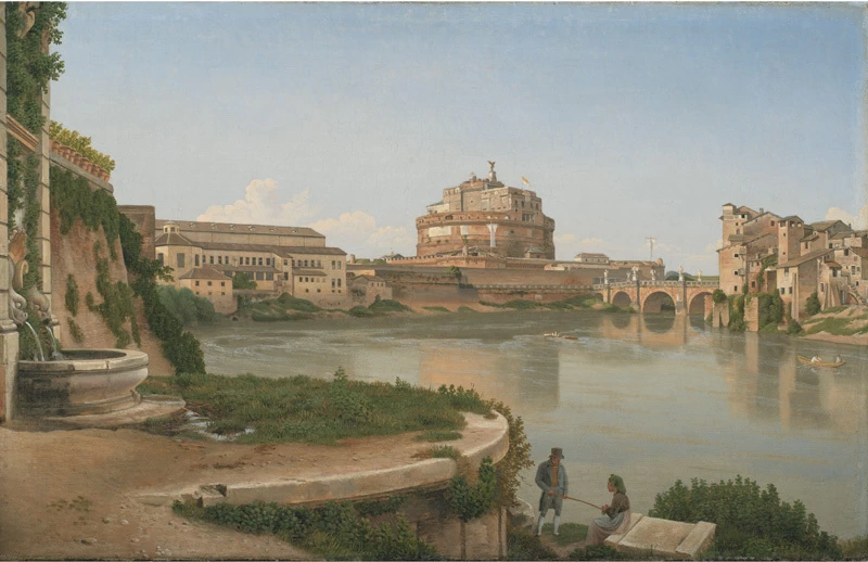 Vista del Tevere da Trastevere verso Castel Sant'Angelo e Ponte Sant'Angelo - Statens Museum for Kunst, Copenaghen